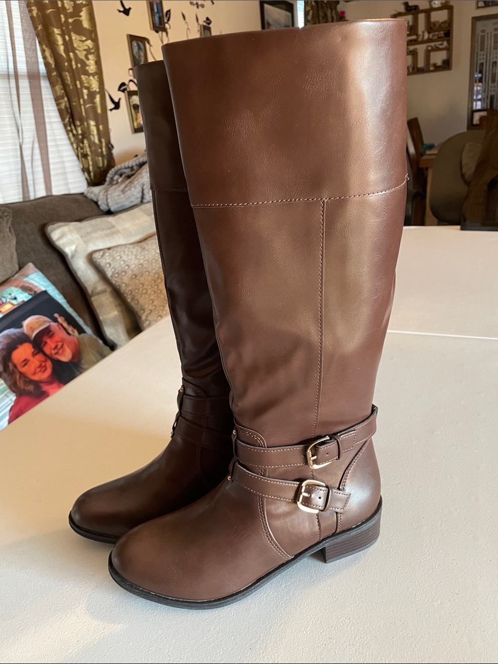 Arizona Jean Company Brown Buckle Knee-High Boots ( bag3)